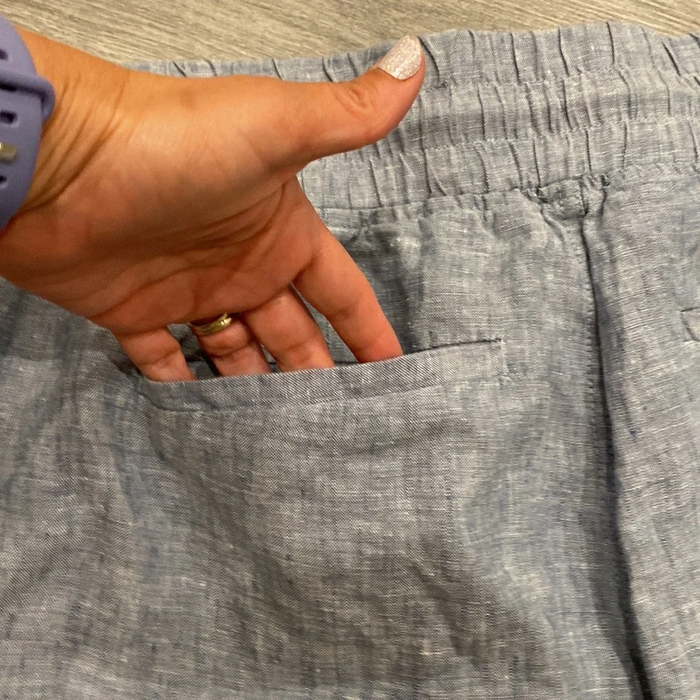 NWT Athleta Cabo Linen Wide Leg Pant "Chambray Blue" Size 6 TALL - Picture 7 of 12